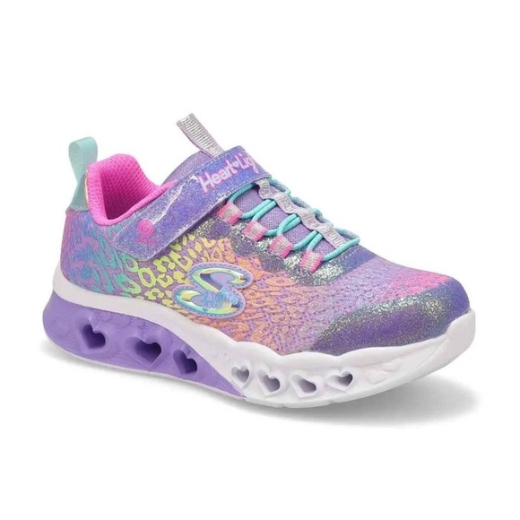 BRAND NEW girl youth skechers flutter hearts light up shoes size 2Y (lights up) - Picture 1 of 9